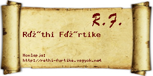 Réthi Fürtike névjegykártya